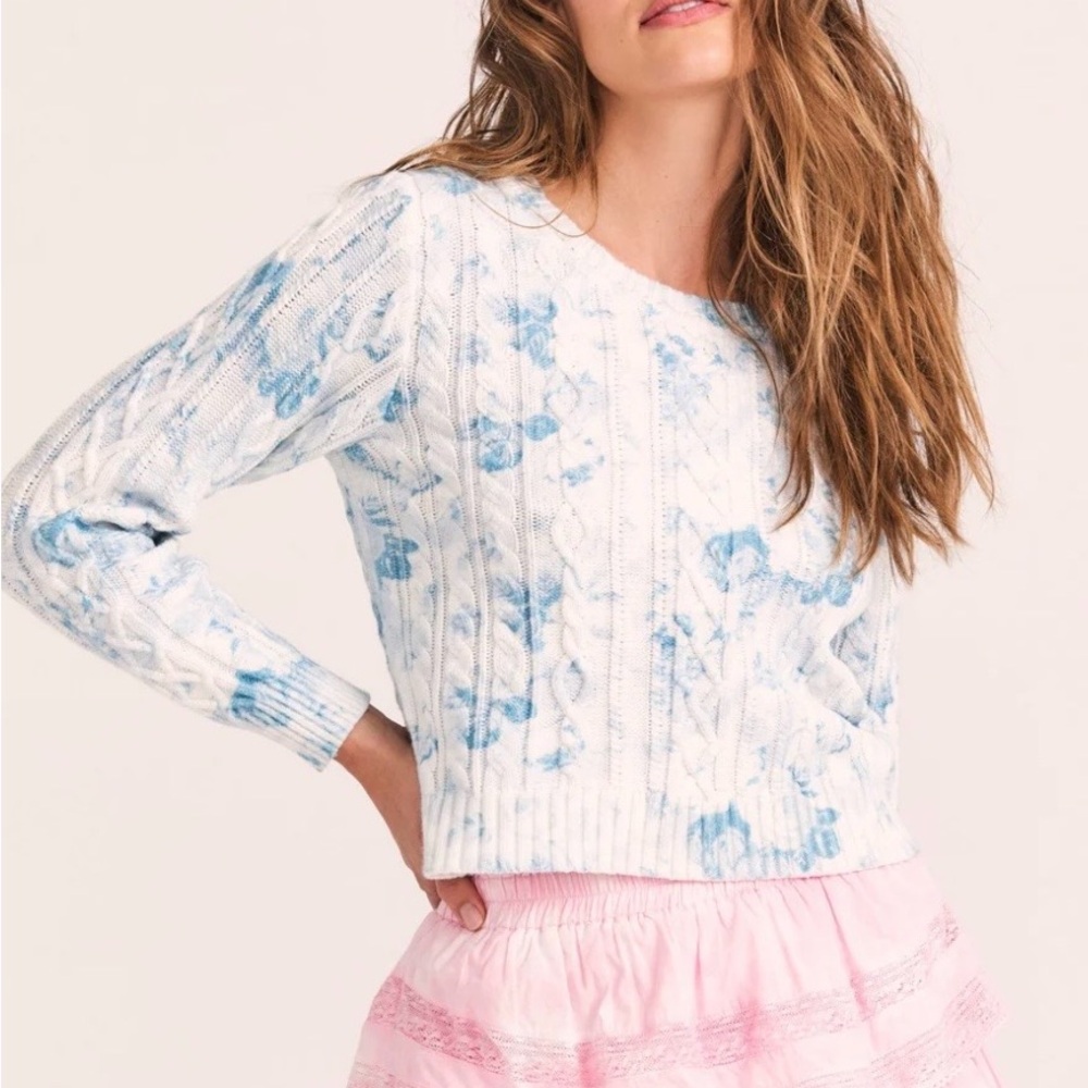 LoveShackFancy Blue and White Sweater